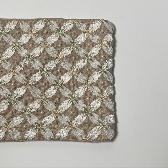 Boho Pearl Embroidered Hand Bag Cosmetic Bag W/ Tassel Zipper Closure - Picture 13 of 16